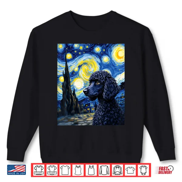 Sweatshirt Poodle Puppy Van Gogh Starry Night Style Graphic Shirt