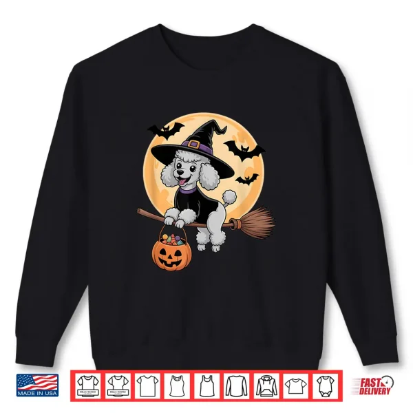 Sweatshirt Poodle Witch Hat Pumpkin Halloween Costume Men Women Kids Shirt