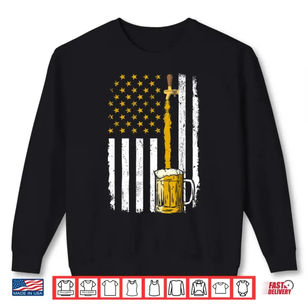 Sweatshirt Pouring Beer American Flag Vintage 4th of July Craft Brewery Shirt