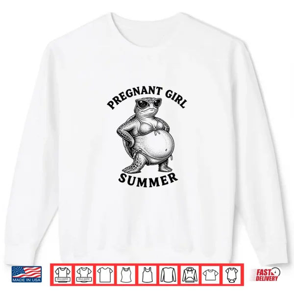 Pregnant Girl Summer Turtle Funny Pregnancy Shirt 2 Sweatshirt Pregnant Girl Summer Turtle Funny Pregnancy Shirt
