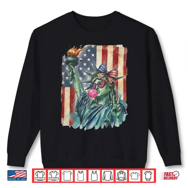 Preppy 4Th Of July Statue Of Liberty Blowing Bubble Gum Shirt 2 Sweatshirt Preppy 4th of July Statue of Liberty Blowing Bubble Gum Shirt