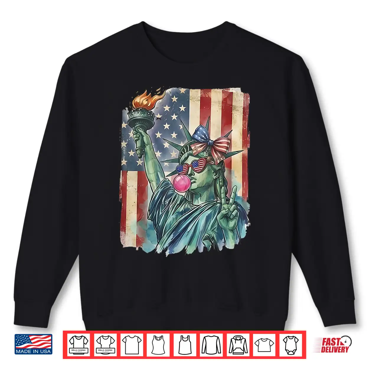 Preppy 4Th Of July Statue Of Liberty Blowing Bubble Gum Shirt Preppy 4Th Of July Statue Of Liberty Blowing Bubble Gum Shirt