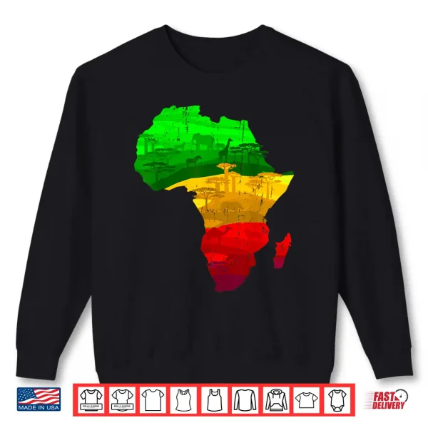 Sweatshirt Proud Africa Map Green Yellow Red African Pride Juneteenth Shirt