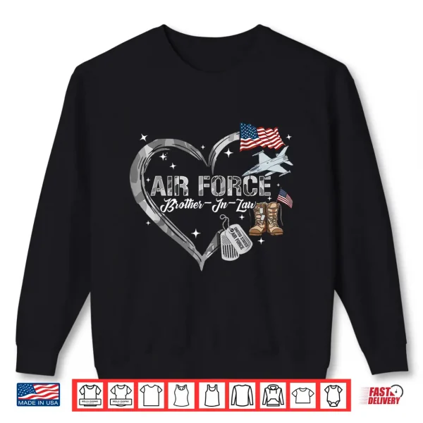 Sweatshirt Proud Air Force Brother in Law US Camo Heart Family Matching Shirt