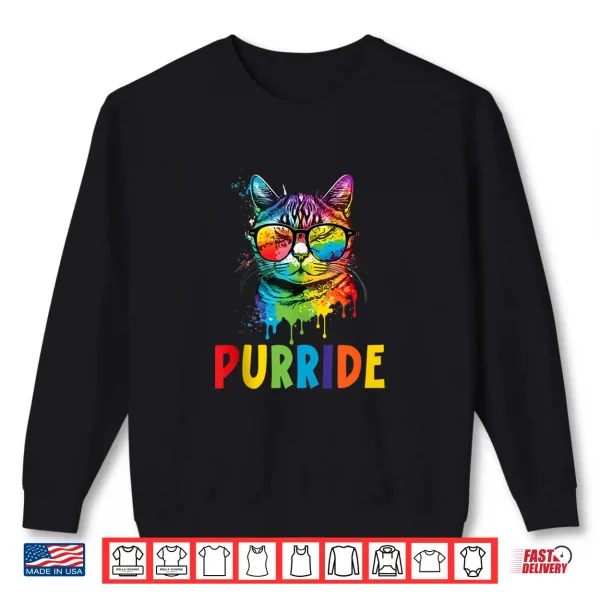 Sweatshirt Purride Gay Rights Rainbow Pride Month LGBTQ Cat Whisperer Shirt