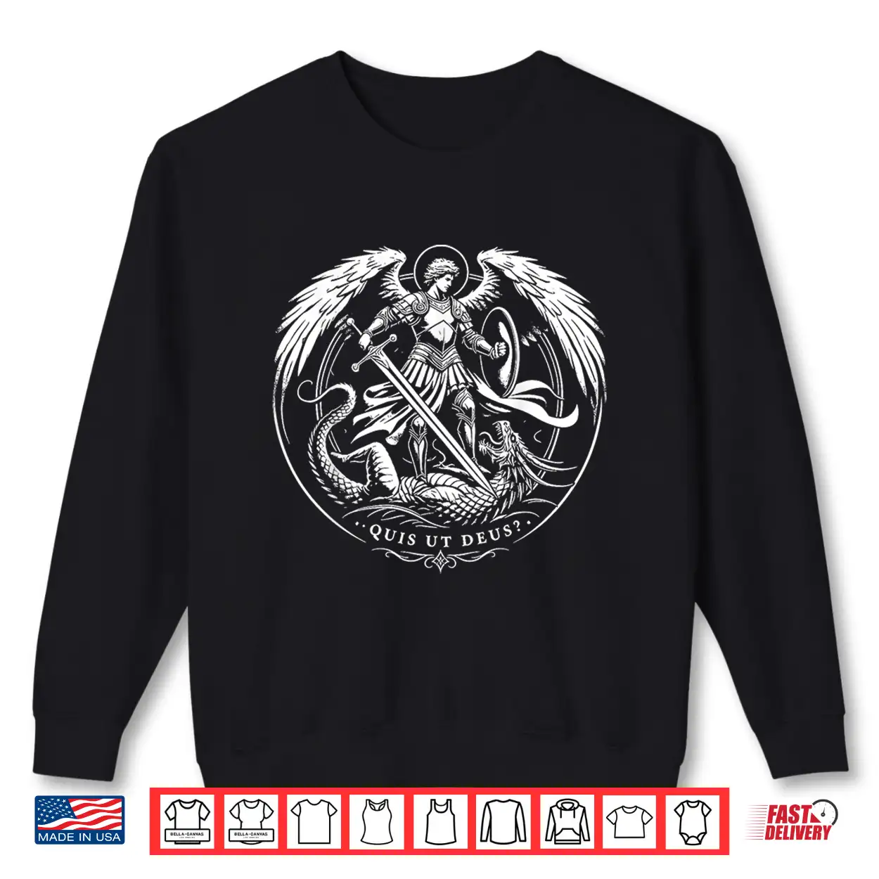 Quis Ut Deus St. Michael Defeating The Dragon Catholic Art Shirt Quis Ut Deus St. Michael Defeating The Dragon Catholic Art Shirt