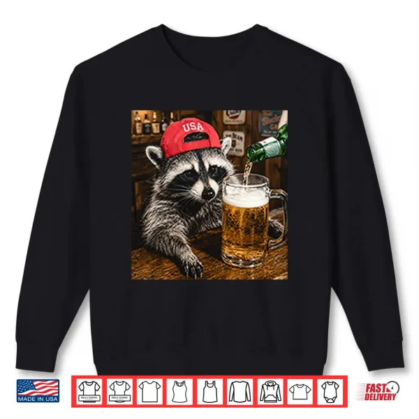 Raccoon Drinking Beer Patriotic Usa Shirt 2 Sweatshirt Raccoon Drinking Beer Patriotic USA Shirt