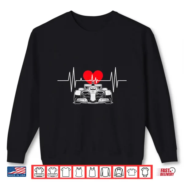 Sweatshirt Race Car Heartbeat Heat Valentines Day Racing Kid Boy Men Shirt