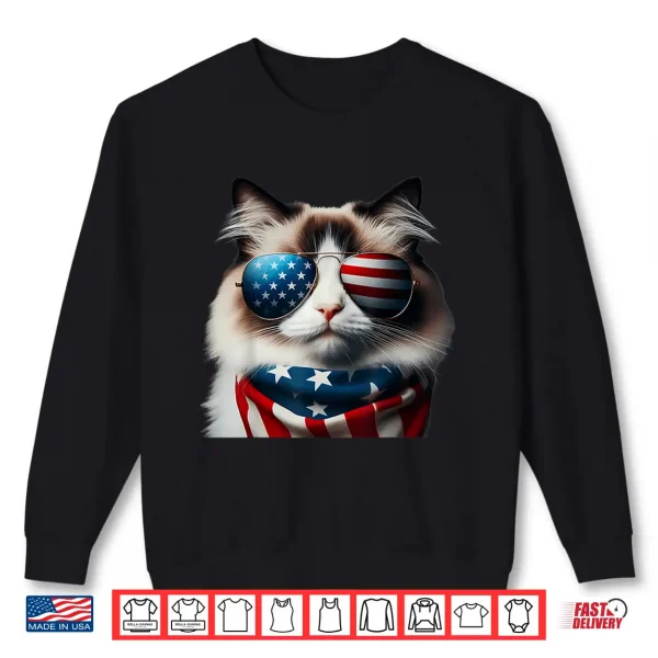 Sweatshirt Ragdoll Cat 4th Of July Independence Day Owner American USA Shirt
