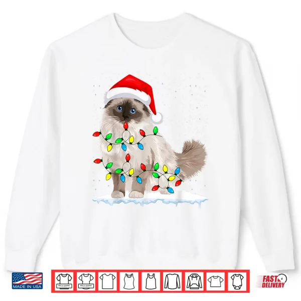 Sweatshirt Ragdoll Cat Christmas Lights Xmas Cat Lover Shirt
