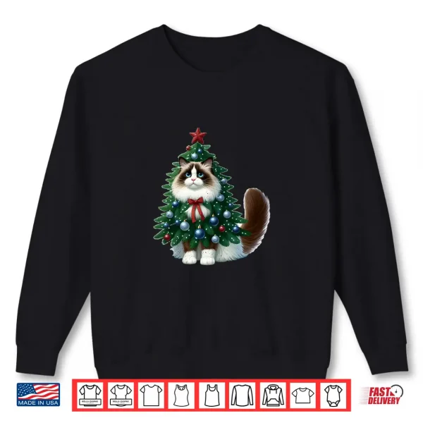 Sweatshirt Ragdoll Cat Christmas Tree Costume Shirt