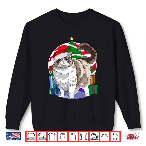 Sweatshirt Ragdoll Cat Cute Santa Christmas Tree Decor Shirt