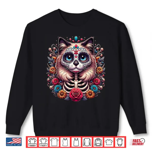 Sweatshirt Ragdoll Cat Dia De Los Muertos Ragdoll Cat Halloween Cat Shirt