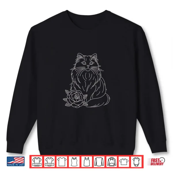 Sweatshirt Ragdoll Cat Drawing Line Art Design Shirt