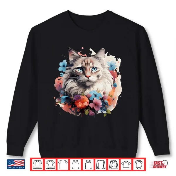 Sweatshirt Ragdoll Cat Flower Shirt
