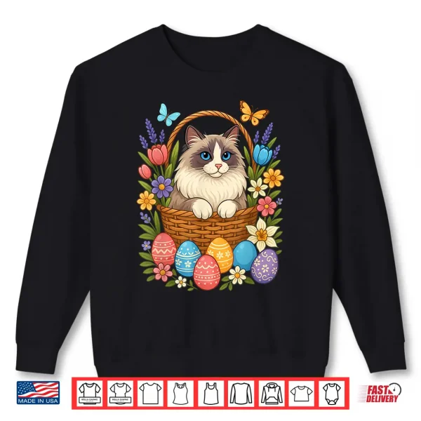 Sweatshirt Ragdoll Cat Lover Ragdoll Easter Eggs Flowers Cat Owner Shirt