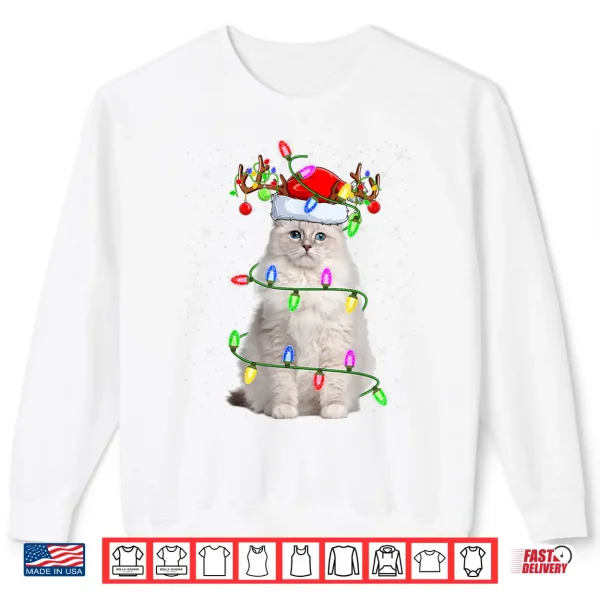 Sweatshirt Ragdoll Cat Lover Xmas Lighting Santa Ragdoll Cat Christmas Shirt
