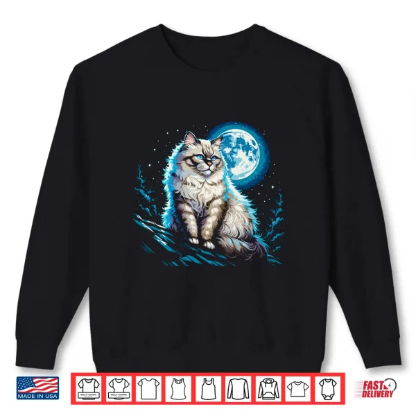 Sweatshirt Ragdoll Cat Moonlit Rooftop Night Feline Spirit Shirt
