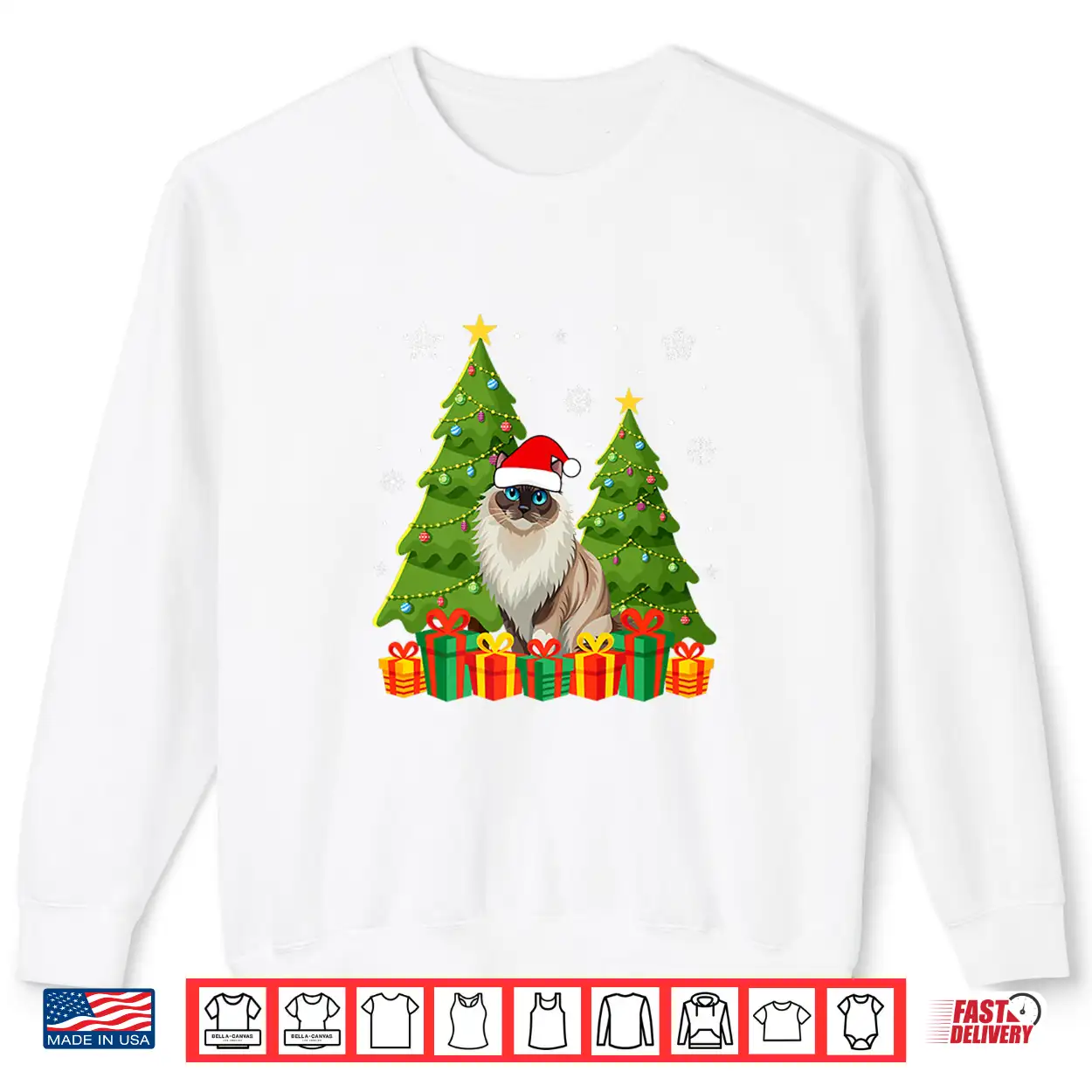 Ragdoll Cat Xmas Tree Lights Santa Hat Ugly Christmas Shirt Ragdoll Cat Xmas Tree Lights Santa Hat Ugly Christmas Shirt