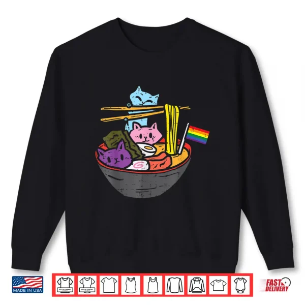 Rainbow Flag Cats Ramen Anime Gay Pride Month Lgbtq Ally Shirt 2 Sweatshirt Rainbow Flag Cats Ramen Anime Gay Pride Month LGBTQ Ally Shirt