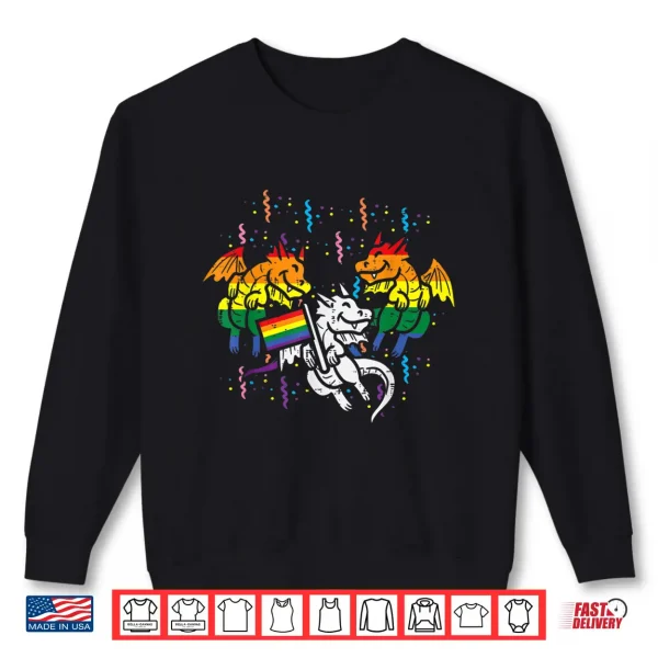 Sweatshirt Rainbow Flag Dragons LGBT Pride Month Gay Ally Animal Shirt