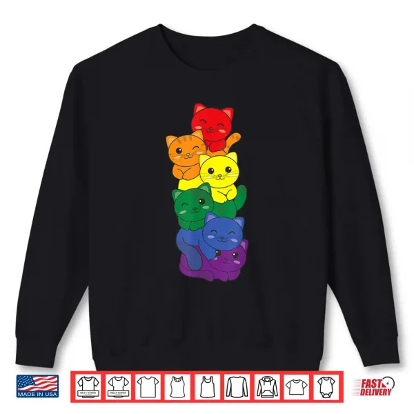 Rainbow Flag Pride Month Lgbtq Rainbow Cat Shirt 2 Sweatshirt Rainbow Flag Pride Month Lgbtq Rainbow Cat Shirt