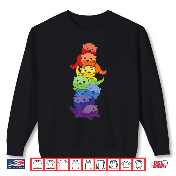 Sweatshirt Rainbow Flag Pride Month Lgbtq Rainbow Otter Shirt