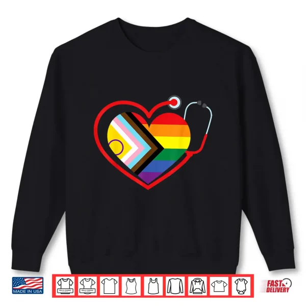 Sweatshirt Rainbow Heart LGBTQ Doctor Nurse Medical Pride Month Squad Shirt