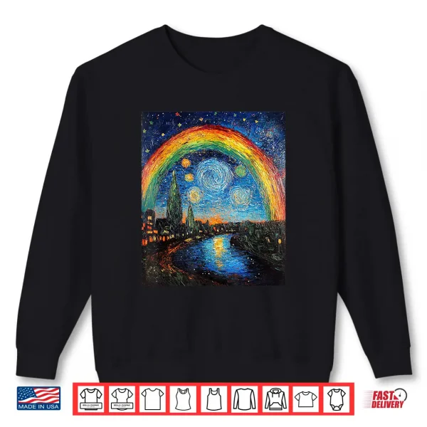 Sweatshirt Rainbow LGBT Pride Month Van Gogh Style Starry Night Shirt