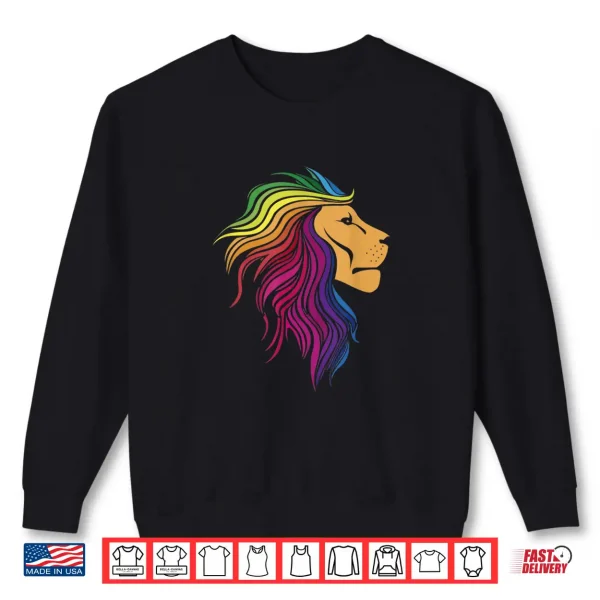 Sweatshirt Rainbow Lion Gay Proud LGBT Pride Month Funny Pride Shirt