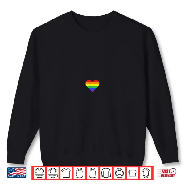 Sweatshirt Rainbow Striped Heart Subtle LGBT Pride Month Gay Rights Shirt