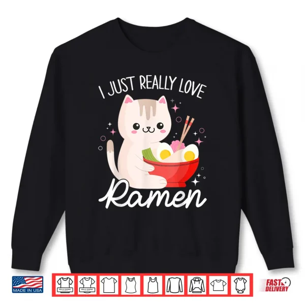 Sweatshirt Ramen Cat Anime Shirt Kawaii Clothes Otaku Clothing Manga Shirt