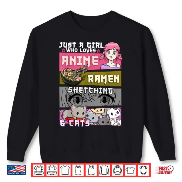Sweatshirt Ramen Cat Anime Sketching Just a Girl Who Loves Shirt