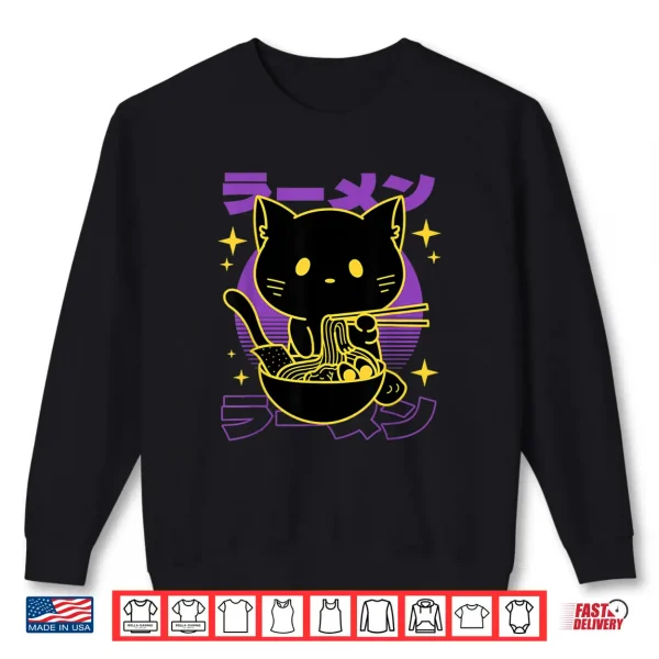 Sweatshirt Ramen Cat Japanese Shirt