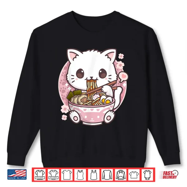 Sweatshirt Ramen Cat Kawaii Anime Ramen Cat Cat Lovers Kawaii Neko Shirt