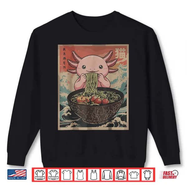 Sweatshirt Ramen Japanese Graphic Tees Axolotl Anime Shirts for Men Shirt