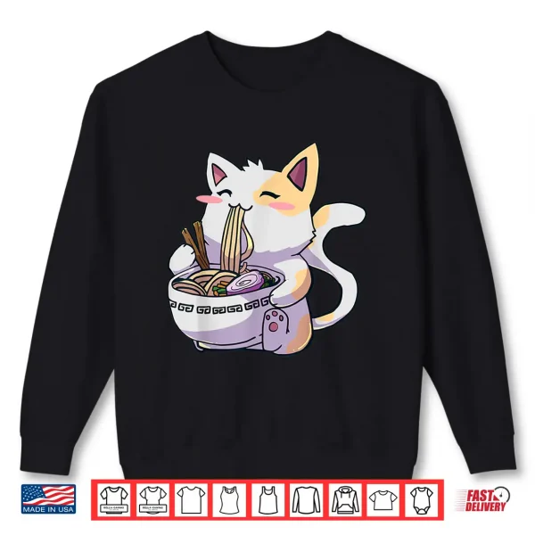 Sweatshirt Ramen Shirt Cat Tshirt Kawaii Anime Tee Japanese Gift