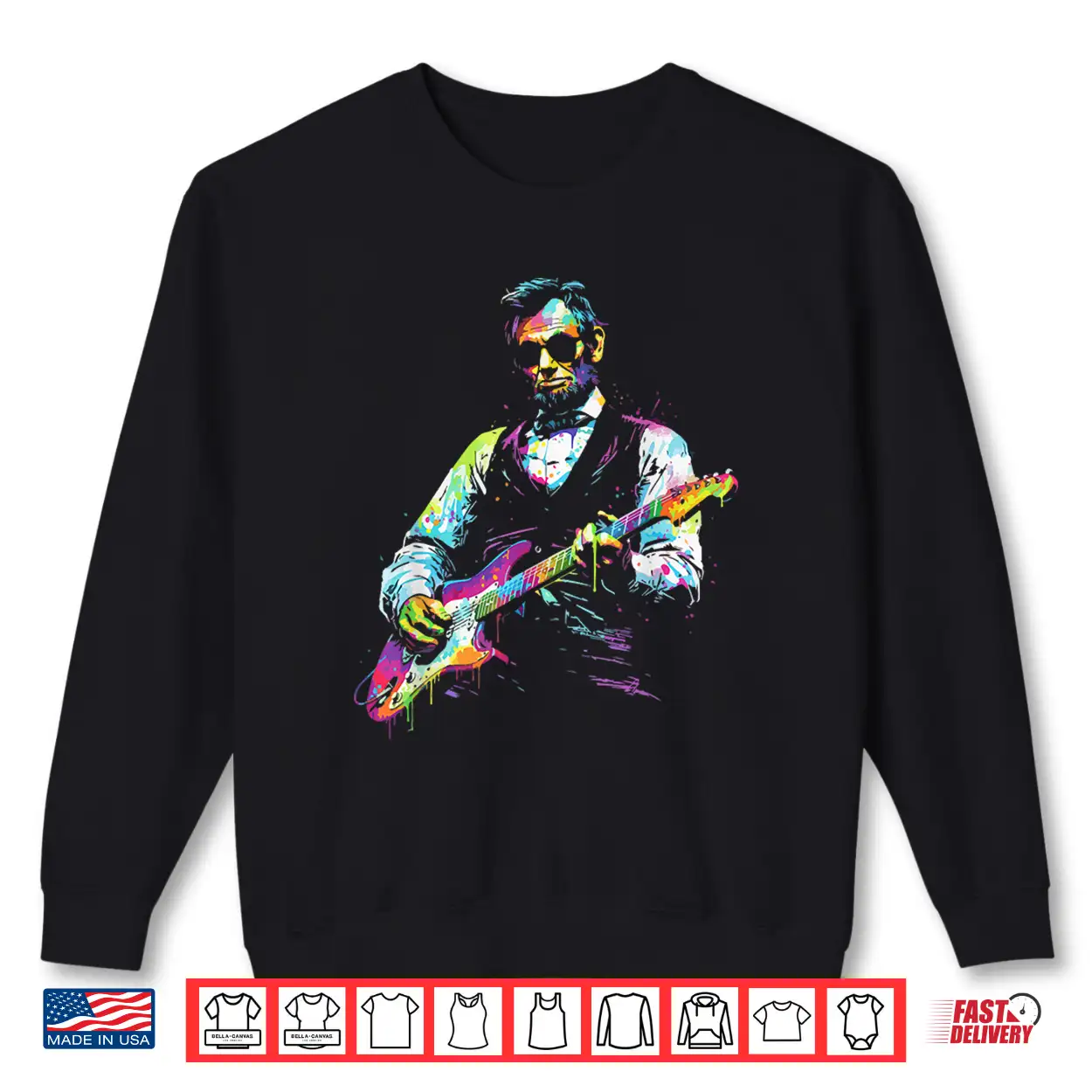 Rave President Abe Lincoln Playing Guitar Graphic Edm Art Shirt Rave President Abe Lincoln Playing Guitar Graphic Edm Art Shirt