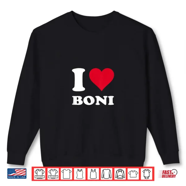 Sweatshirt Red Heart I Love Boni Shirt