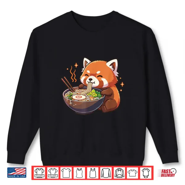Sweatshirt Red Panda with Noodles Ramen Kawaii Red Panda Shirt