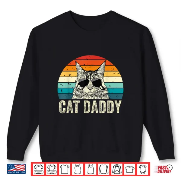 Sweatshirt Retro Cat Daddy Vintage Distressed Maine Coon Cat Dad Shirt
