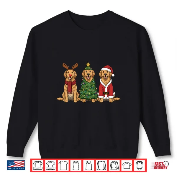 Sweatshirt Retro Christmas Golden Retriever Santa Reindeer Dog Lover Shirt