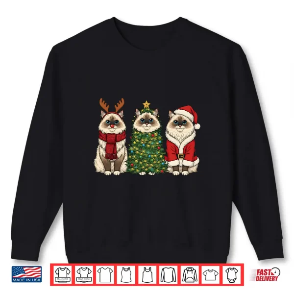 Sweatshirt Retro Christmas Ragdoll Cat Santa Reindeer Shirt