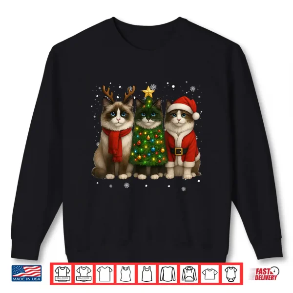 Sweatshirt Retro Christmas Ragdoll Santa Reindeer Cat Lover Shirt