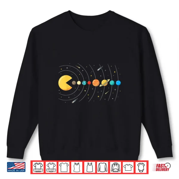 Sweatshirt Retro Gaming Planets Space Astronomy Video Game Solar System Shirt