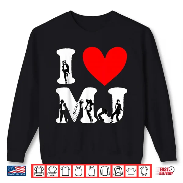 Sweatshirt Retro I Love M J Heart M J Shirt