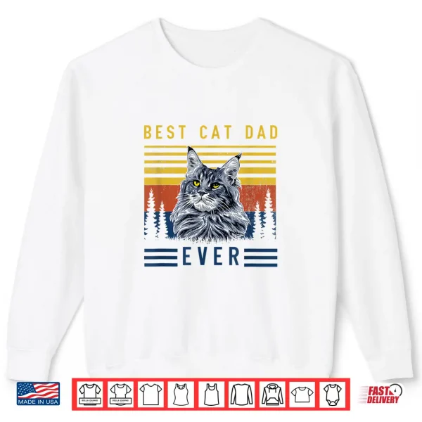 Sweatshirt Retro Maine Coon Cat Best Cat Dad Ever Funny Cat Maine Coon Shirt