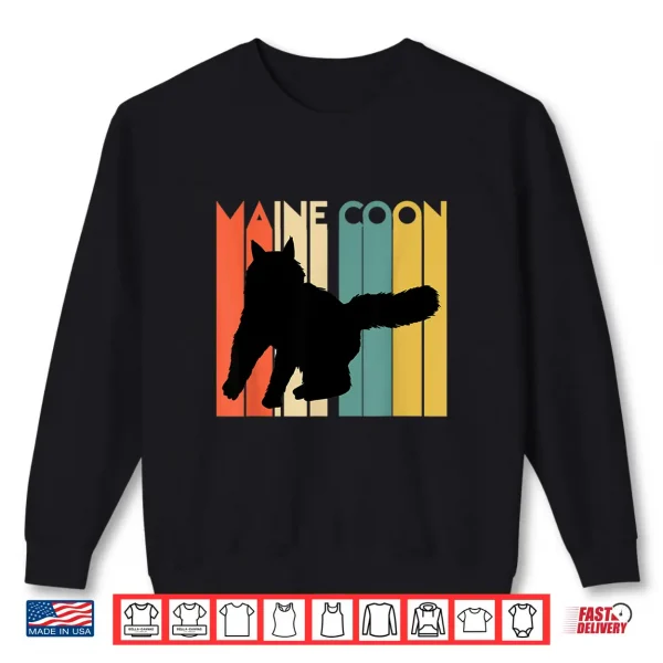 Sweatshirt Retro Maine Coon Cat Silhouette Cool Feline Cat Lover Gift Shirt