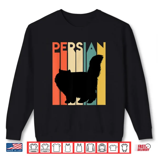Sweatshirt Retro Persian Cat Silhouette Vintage Feline Cat Lover Gift Shirt