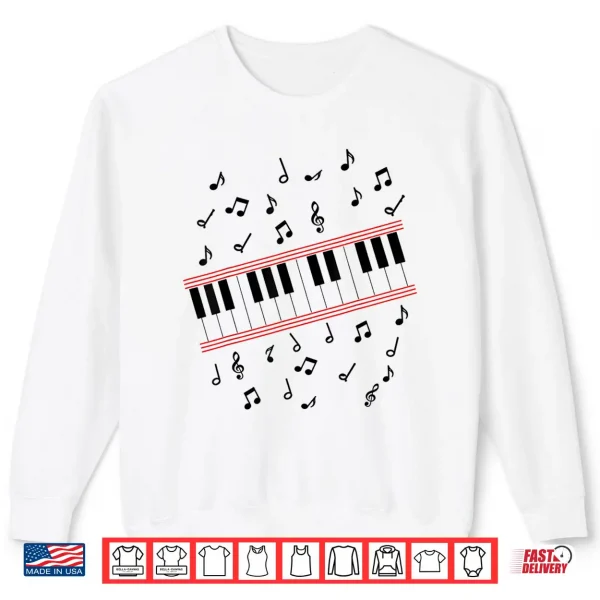 Sweatshirt Retro Piano Keyboard Music Notes 80s Vibe Shirt
